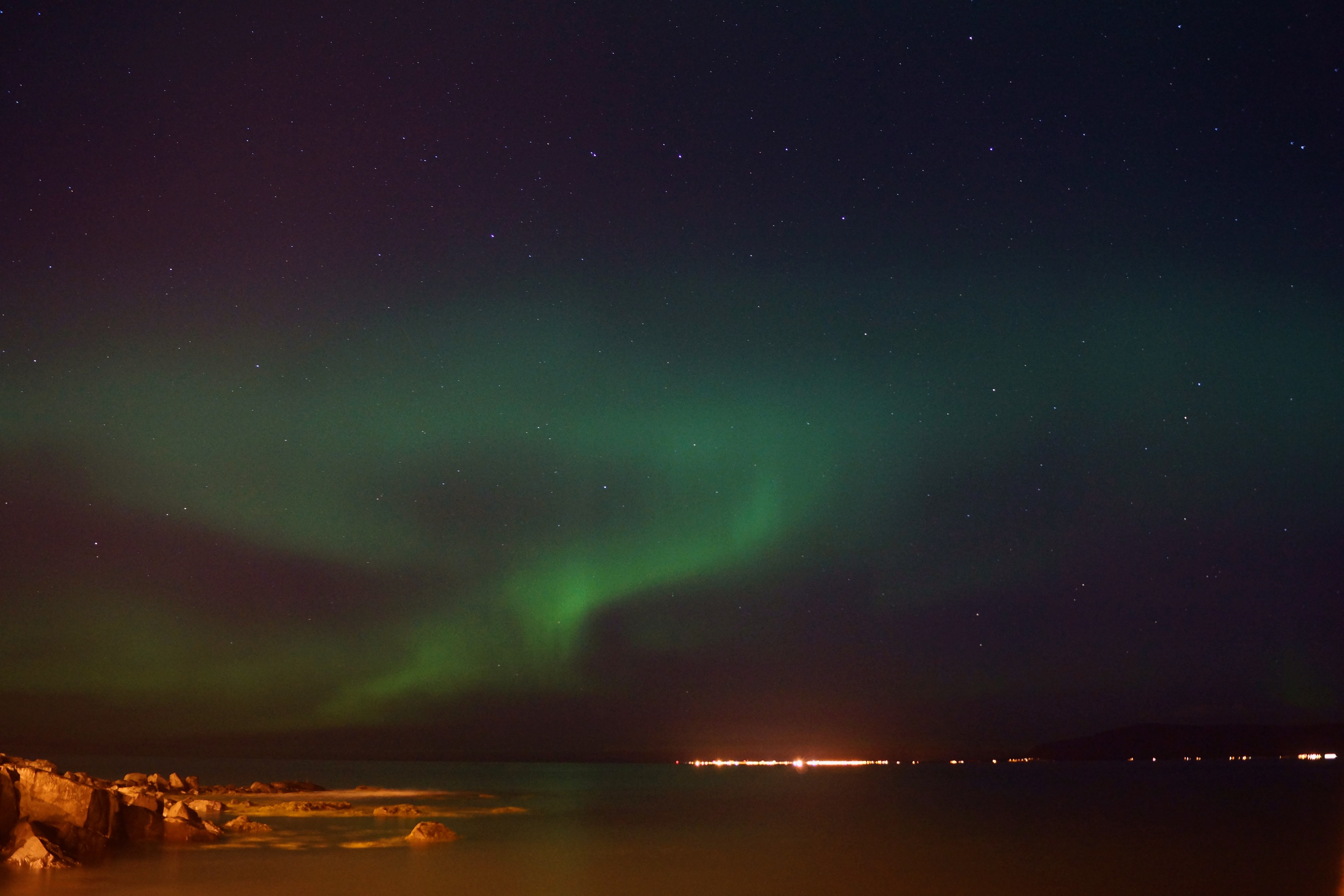 Northern lights seen from Seltjarnarnes